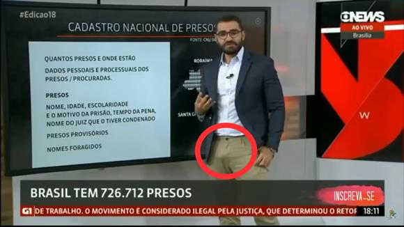 Jornalista Marcelo Cosme de pau duro durante Jornal