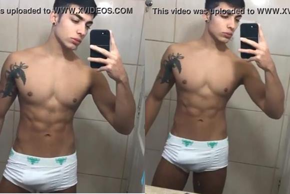 Modelo Luan de pica dura na cueca branca