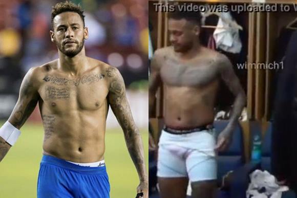 Neymar com o pênis marcando na cueca